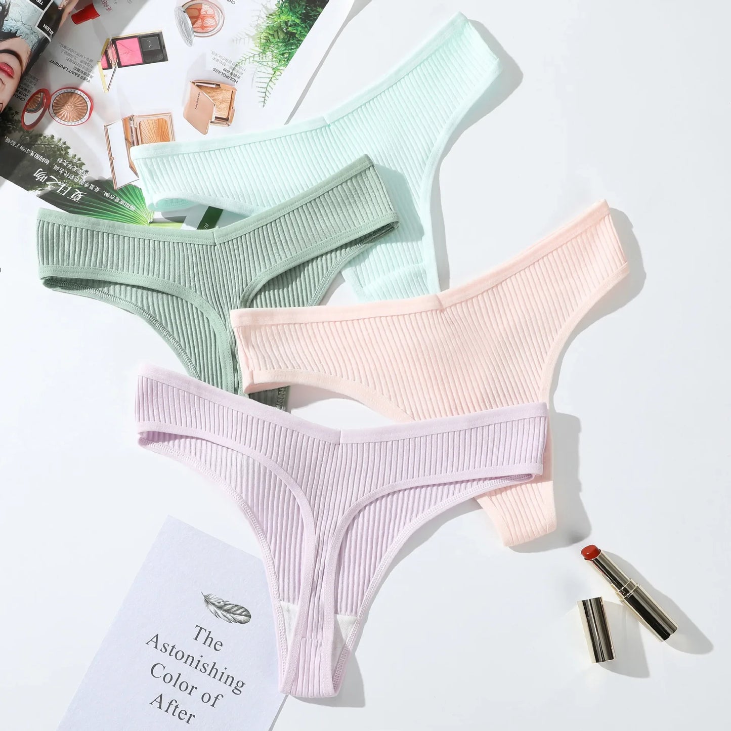 10Pcs/Set Women's New Thong Underwear Cotton Thread Underwear