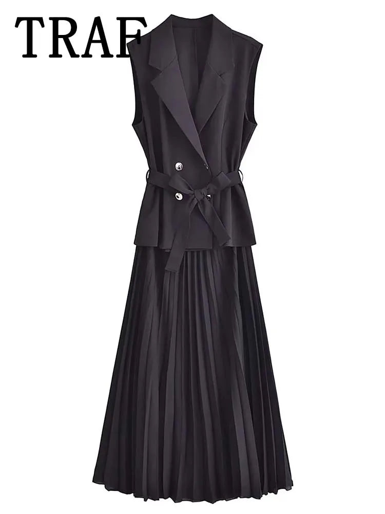 Corset Dress Women Pleated Vests Long Dresses for Women