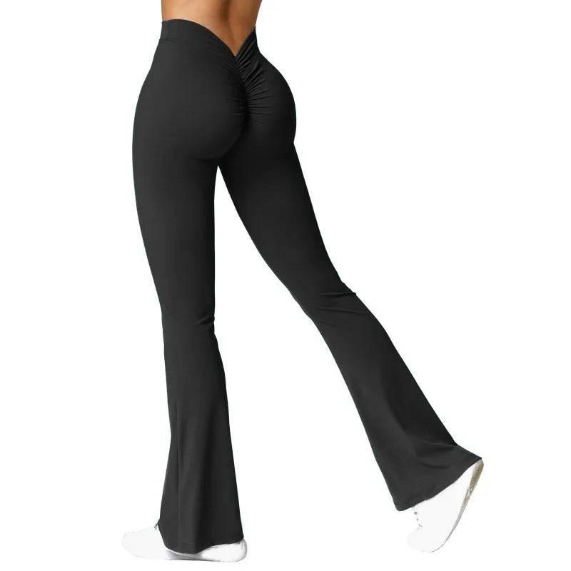 Fashion Micro Horn Leggings Women V-back Waist Sports Pants