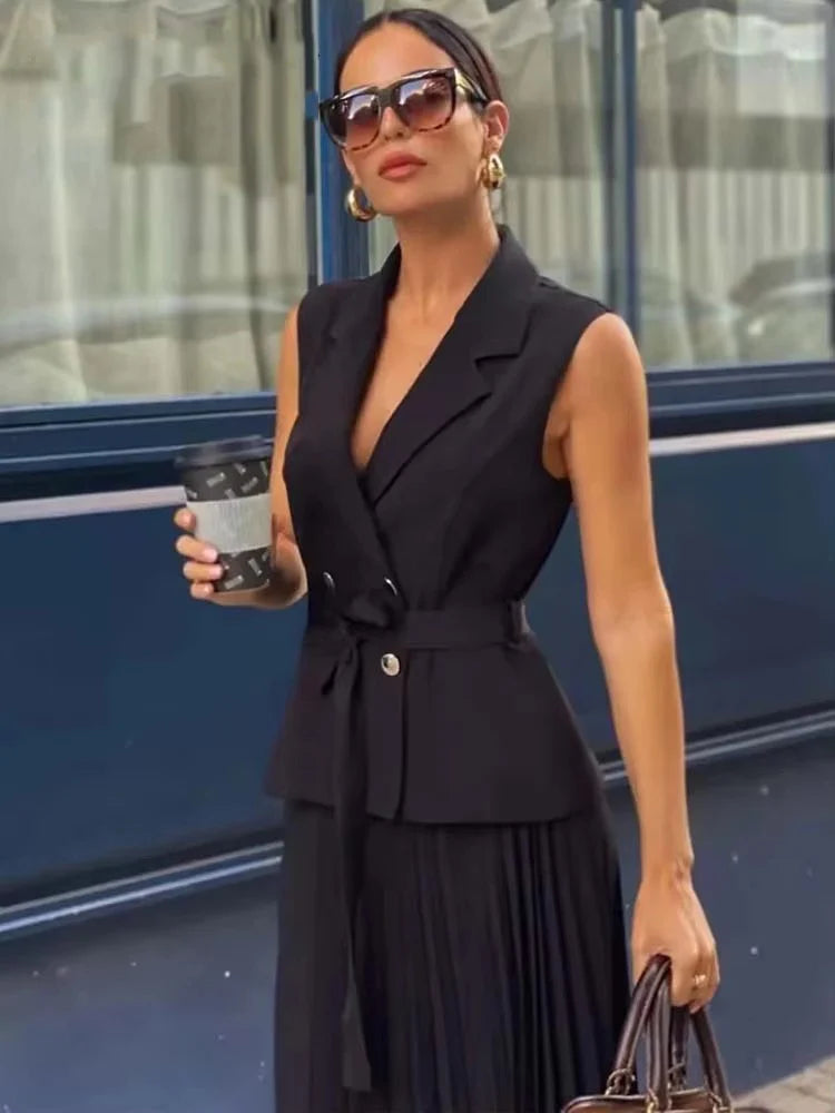 Corset Dress Women Pleated Vests Long Dresses for Women