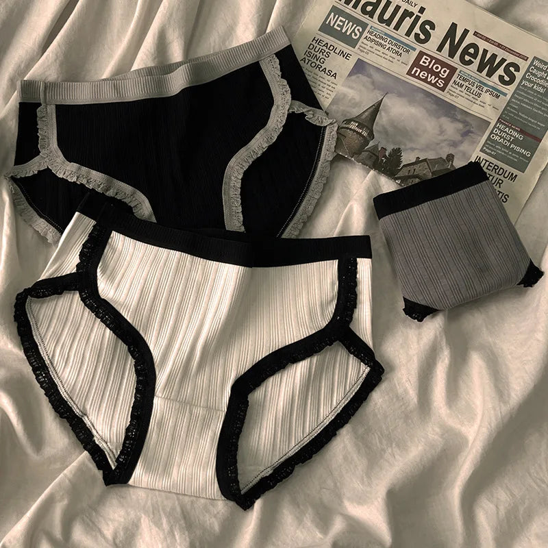 3Pcs/Set Cotton Panties Mid-Waist Women's Underwear