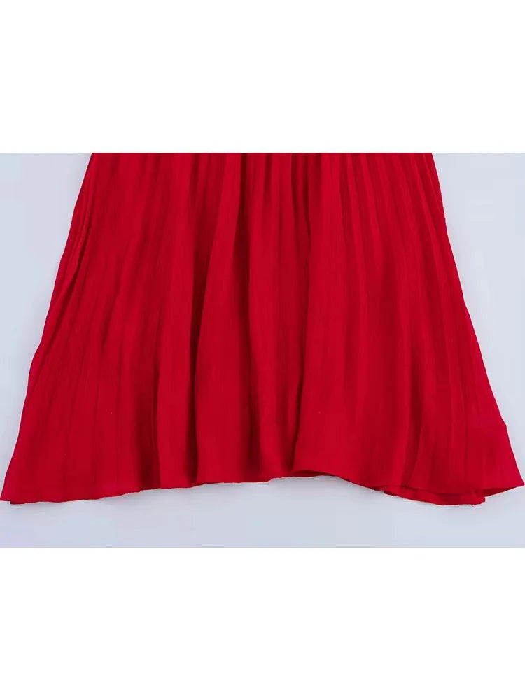 Dress Pleated Patchwork Simple Temperament Knitted Sleeveless