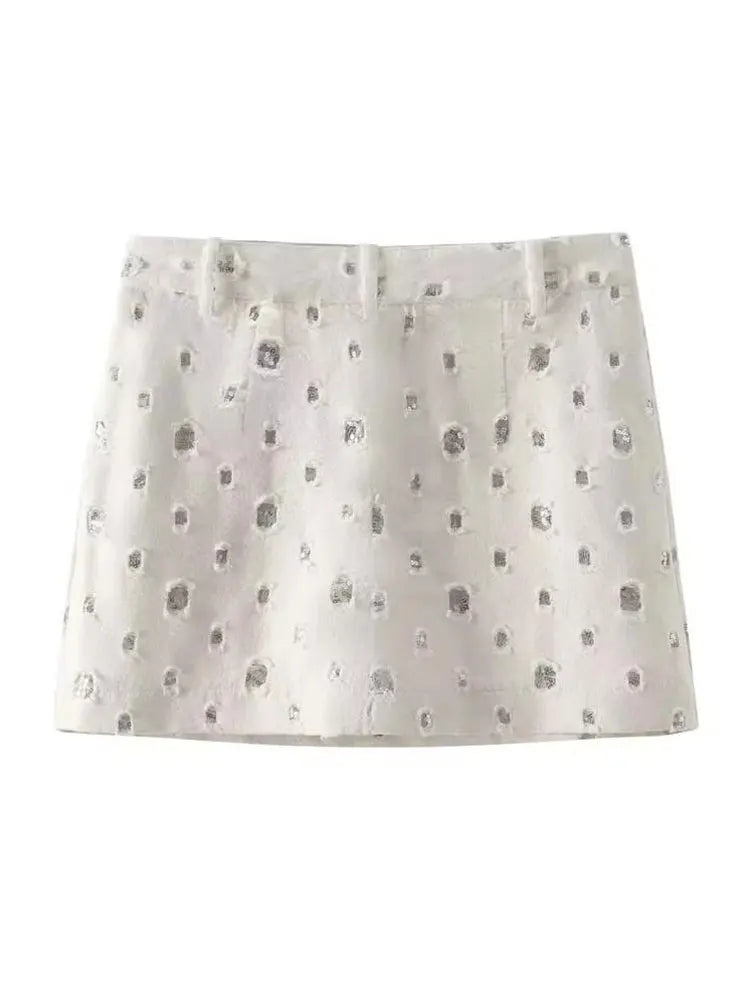 Elegant Sequin Skirt Sets For Women 2 Pieces Shinny Sleeveless Vest Women Suits