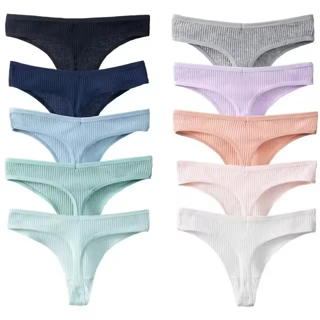 10Pcs/Set Women's New Thong Underwear Cotton Thread Underwear