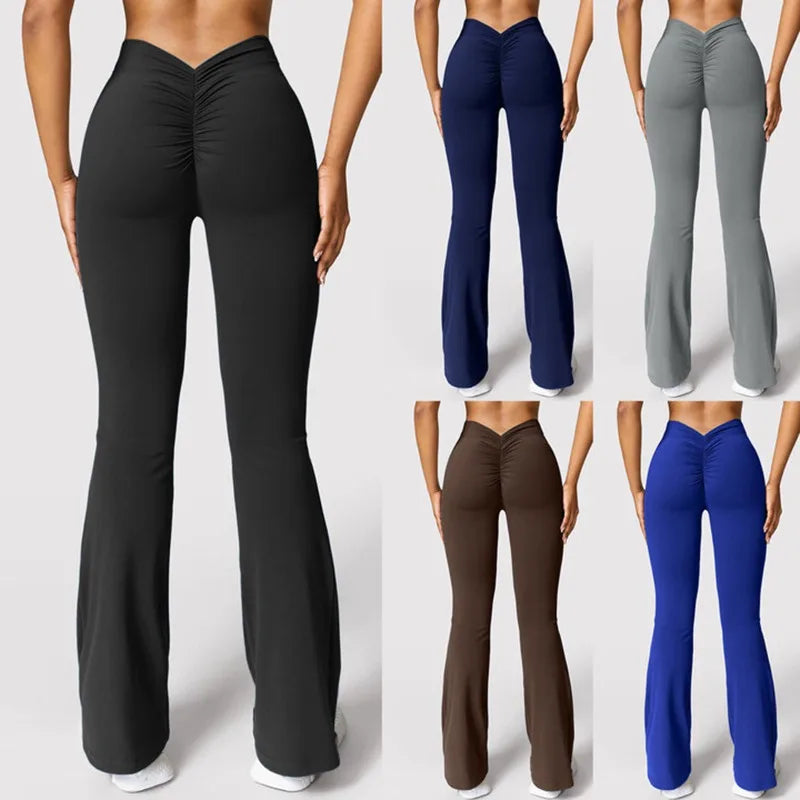 Fashion Micro Horn Leggings Women V-back Waist Sports Pants