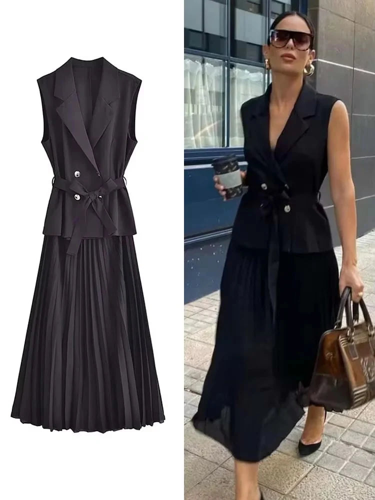 Corset Dress Women Pleated Vests Long Dresses for Women